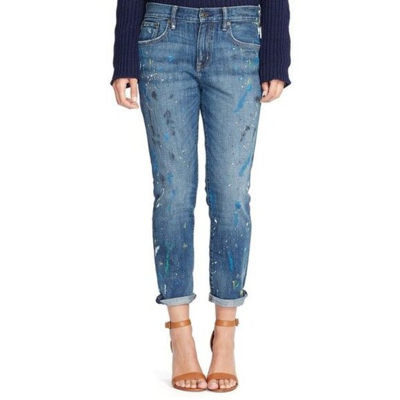 Lauren Ralph Lauren Women's Paint-Splatter Jeans "Girlfriend" Classic Fit 31" W - Picture 15 of 15